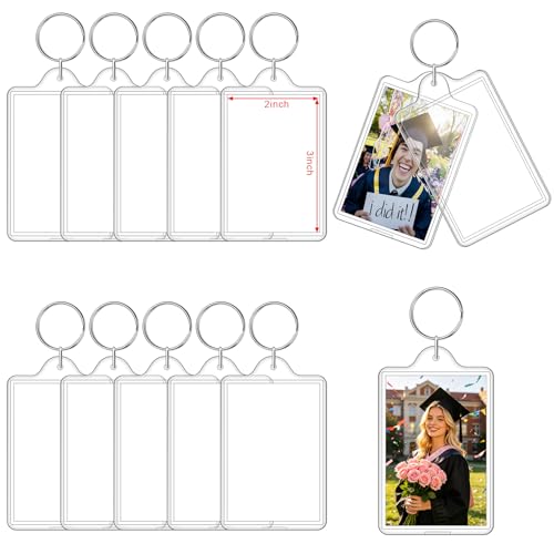 12 Pcs Photo Keychain (2.3 x 3.3inch) Transparent Picture Keychain, Acrylic Photo Insert Keychain DIY Personalize Favor Graduation Gift - Suitable for Photo Size 2 inch x 3 inch - color: 12 Pcs