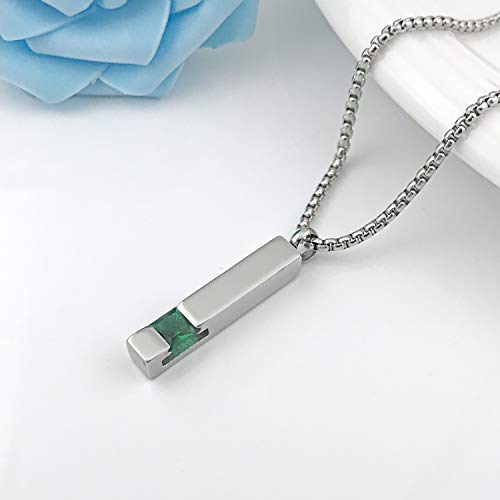 YOUFENG Urn Necklaces for Ashes Birthstone Cube Urns for Human Ashes Memorial Cremation Urn Locket Keepsake Ashes Jewelry - style: Silver - May