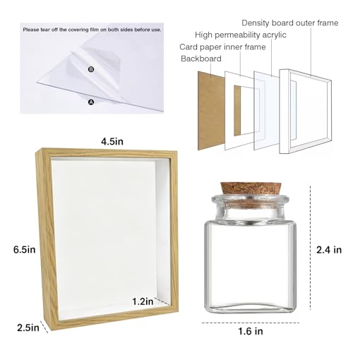 Personalization Memorial Photo Frame with Glass Keepsake Jar，Perfect for Preserving Loved One’s Hair & Memories，Sympathy Bereavement Gift - Holds 4x6 inch pictures (wood 3) - color: wood 3