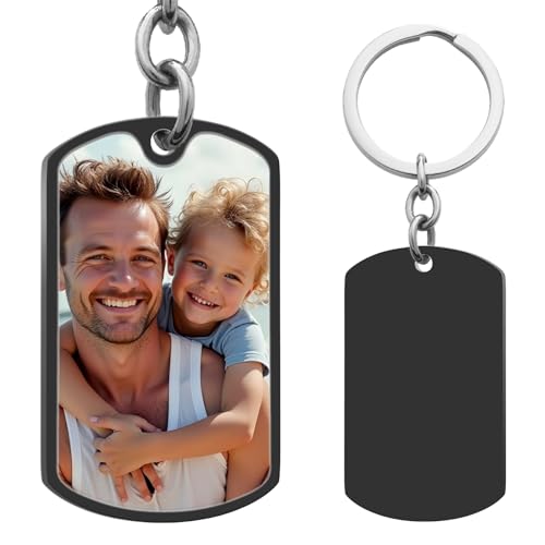 Photo Keychain Custom Picture Keychain Customized Gifts Laser-Engraved/Color Gifts For Boyfriend Hubsand Wife - color: Color Photo (Uv): 1 Side Photo (Blk)