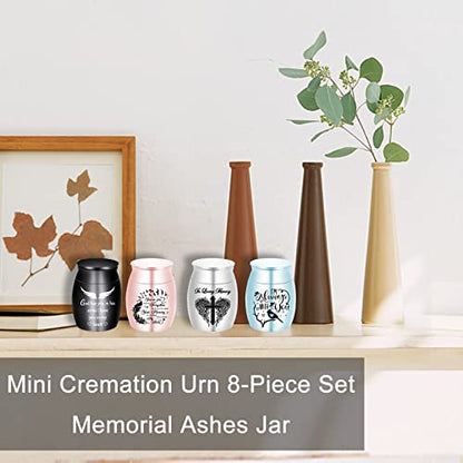 Aluminium Mini Urns - Set of 8, Color Small Keepsake Urns - Memorial Urn (8Pcs - Urn) - color: 8pcs -Urn