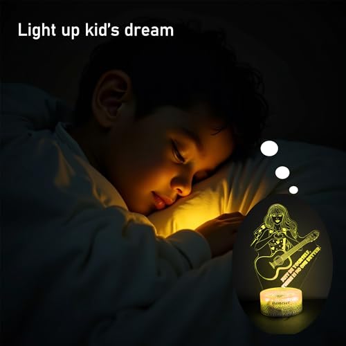 Girls Gift Night Light, Singer Meme Girl Birthday Gift Guitar, 3D Lamp Gifts Toys for Girls with Taylor Quotes Merch Remote RGB Color Changing, Gifts for Fans, Music Lover, Christmas Birthday Women - style: Meme