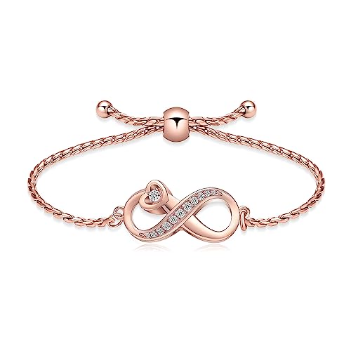 Urn for Ashes Infinity Bracelet for Women Girl Cubic Zirconia Cremation Keepsake Jewelry Gift for Human - color: Rose gold