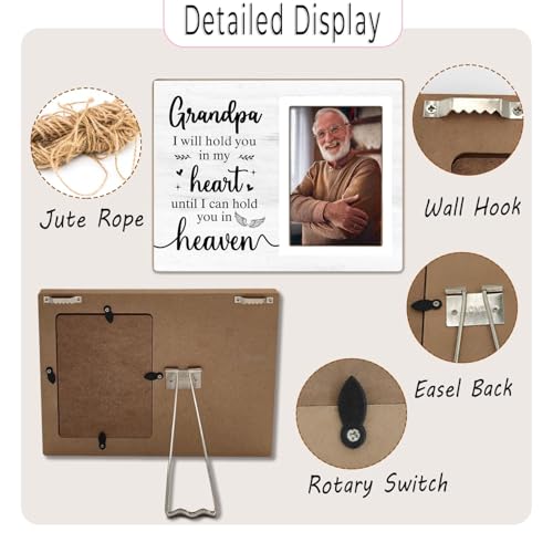 Memorial Photo Frame, Sympathy Gifts for Loss of Grandpa, in My Heart, in Loving Memory Wooden Picture Frame, Bereavement Remembrance Funeral Passed AWay Condolence Gifts (Grandpa, 4 x 6 Photo) - color: Grandpa
