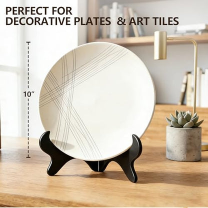 Artliving Black 8" Wood-Like Plastic Easels Plate Display Stands Picture Frame Stand Holder-Set of 4 - size: 8 inch