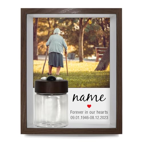 Personalization Memorial Photo Frame with Glass Keepsake Jar，Perfect for Preserving Loved One’s Hair & Memories，Sympathy Bereavement Gift - Holds 4x6 inch pictures (style1) - color: style1