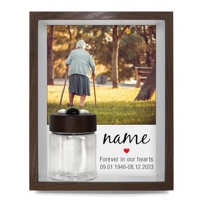 Personalization Memorial Photo Frame with Glass Keepsake Jar，Perfect for Preserving Loved One’s Hair & Memories，Sympathy Bereavement Gift - Holds 4x6 inch pictures (style1) - color: style1