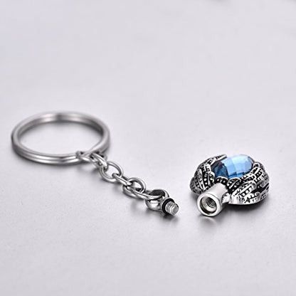 Urn Keychain Birthstone Angel Wing Memorial Keepsake for Ashes Cremation Jewelry- Blue - color: Blue