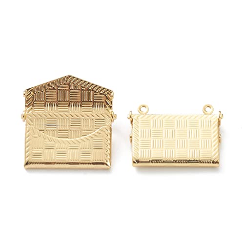 Beadthoven 10pcs Fashion Handbag Shaped Locket Pendants Gold Plated Brass Photo Frame Charms Photo Holder Memory Locket Pendants for DIY Necklace Jewelry Making - color: Gold-Bag
