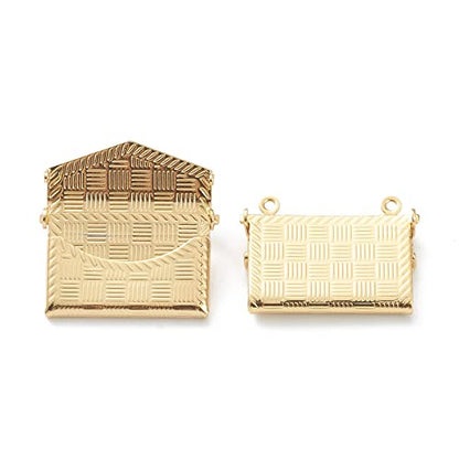 Beadthoven 10pcs Fashion Handbag Shaped Locket Pendants Gold Plated Brass Photo Frame Charms Photo Holder Memory Locket Pendants for DIY Necklace Jewelry Making - color: Gold-Bag