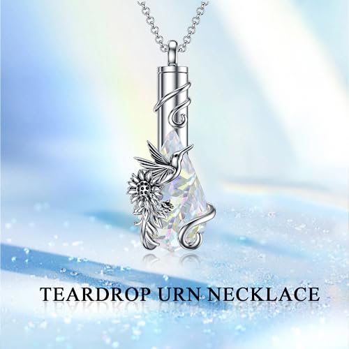 PELOVNY Urn Necklace for Ashes 925 Sterling Silver Butterfly Dragonfly Bee Phoenix Hummingbird Urn Necklaces Animal Crystal Cremation Jewelry for Ashes Cat Dog Pet Memorial Gifts - color: 18-Hummingbird Urn A