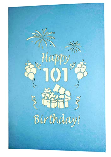 iGifts And Cards 101st Special Happy Birthday 3D Pop-Up Card 4.75" x 7" | Colorful Gifts and Balloons, Festive Milestone Celebration, Senior, Parent, Grandparent, Heartfelt Greeting, Fun Paper Art