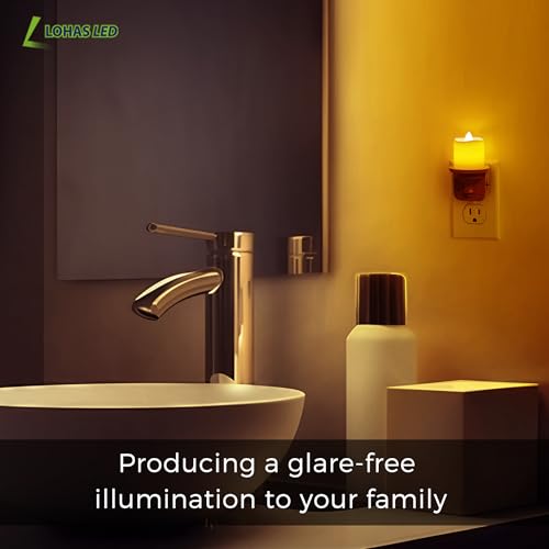 L LOHAS LED Night Light, 2 Pack Amber Flameless Candle Night Light Plug in - color: Walnut-Amber