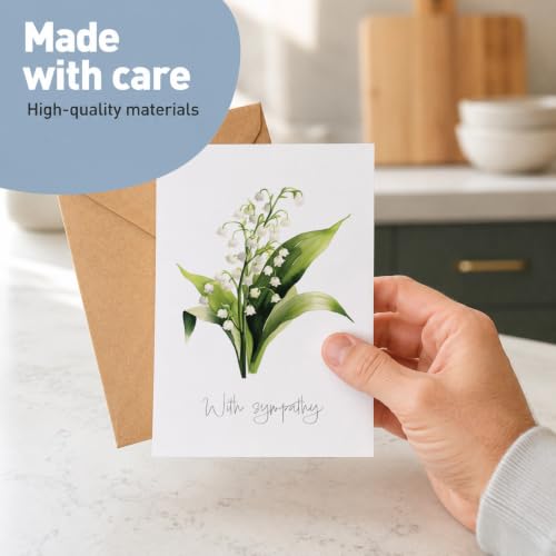10 Sympathy Greeting Cards with Envelopes, Multipack of Think You Bulk Notecards, Blank Inside for Handwritten Message, Condolences, Bereavement, Mixed Delicate Designs, Eco-friendly