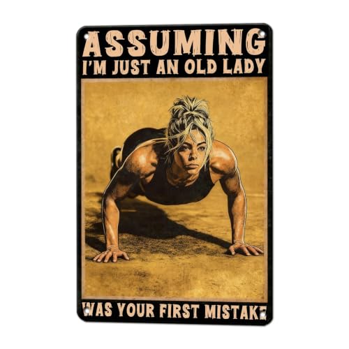 Girl Gym Signs for Gym Home Assuming I'm Just An Old Lady Was Your First Mistake Decor for Home Motivational Fitness Workout Room Decor 12x8 Inch - color: Girl Gym 3 Wall Decor, size: 12x8 Inch(20x30CM)
