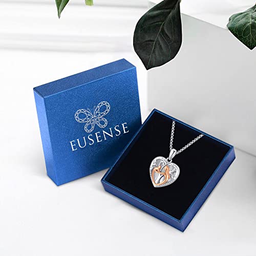 Picture Locket Necklace for Women Men Rose 14K Real Gold 925 Sterling Silver Jewelry Heart Locket Necklace that Holds Pictures Tree of Life Viking Wolf Celtic Knot St Christopher St Michael Pendant - color: B-mother and child-Rose Gold