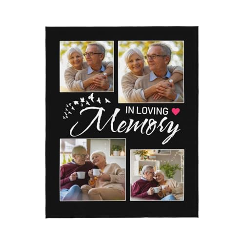 Custom Memorial Blanket with Picture, Customized Picture Blanket Throws for Loss of Mother Father Grandma Grandpa - color: Memorial Blanket 2