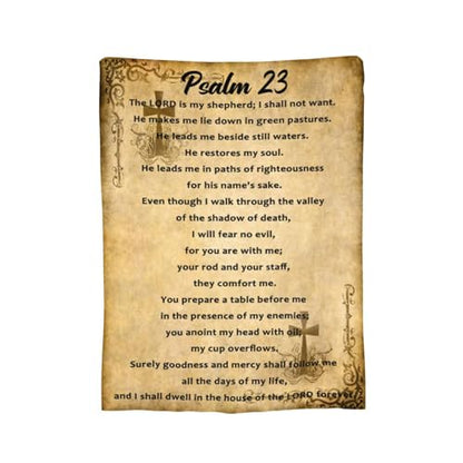Psalm 23 Gifts Blanket for Women Christian Gifts Faith Bible Religious Gifts Christian Inspirational Blankets Soft Flannel Throw Blanket 80"X60" - color: Psalm 23, size: 80"x60"