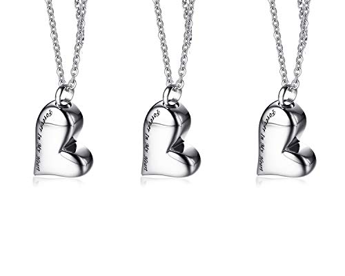 VNOX Heart Urn Necklace for Ashes - Memorial Cremation Jewelry for Ashes,Forever in My Heart Urn Locket for Ashes Stainless Steel Urns Pendant Keepsake Jewelry - color: A.Pack of 3-Custom