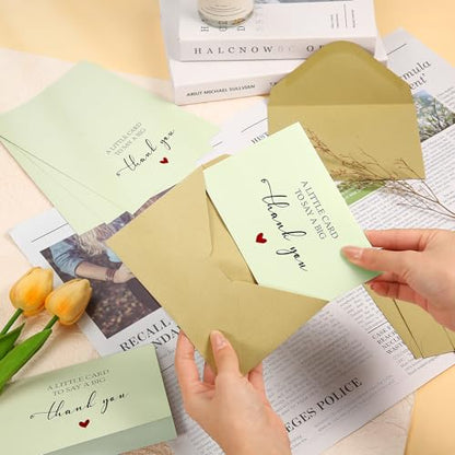 VZZNN 100 Pack Thank you Cards with Envelopes,Baby Shower & Wedding Thank you Cards with Envelopes and Stickers,Suitable for Graduation, Business, Festival Greeting Card Gifts（White）