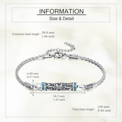 Urn Bracelet For Ashes 925 Sterling Silver Abalone Shell Cremation Keepsake Pendant Locket Bracelet For Women Men - style: Turquoise Butterfly Urn