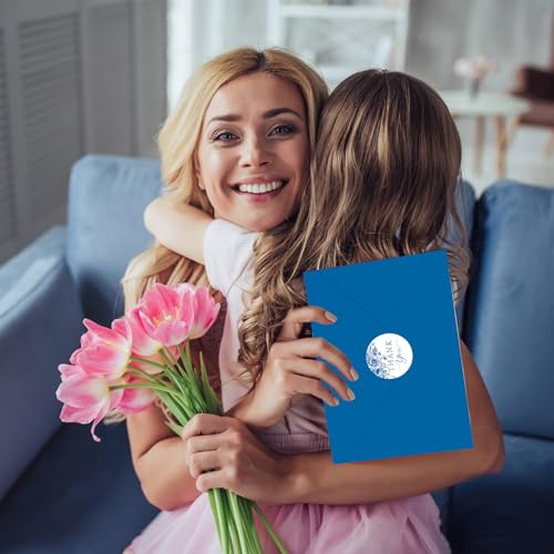 24 Pack Blue Floral Thank You Cards With Envelopes and Stickers, Blue Porcelain Flowers Thank You Cards for Summer Wedding Bridal, Baby Shower, Graduation Ceremony Birthday Greeting Letter - style: 24pcs - Celadon Flowers