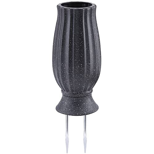 10” Cemetery Vases with Metal Spike for Artificial Flower Grave Decorations - color: Black Granite