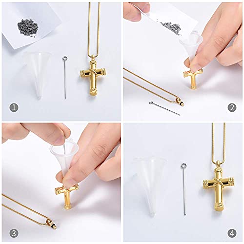 Minicremation Rope Winding Cross Cremation Ashes Urn Pendant Necklace Memorial Keepsake Jewelry Lord’s Prayer Cross Ashes Necklaces - color: Gold