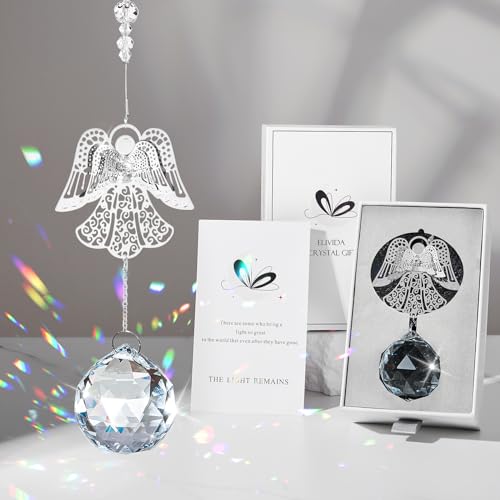 Sympathy Gifts for Loss of Loved One, Angel Design Memorial Suncathcer | Bereavement Gifts Crysal Ornament for Loss of Mom Dad Pet, Grief Gifts for Women, Miscarriage Gift for Mothers with Card - style: Vivid Angel