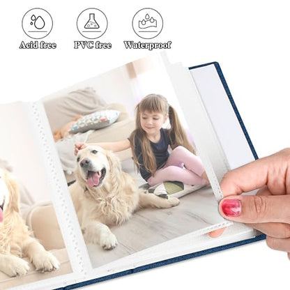 Photo Album 4x6 52 Pockets Photo Albums with Linen Cover Picture Albums for Family, Wedding, Baby, Photo Book Holds Vertical Pictures Blue - color: Blue, size: 52 Pockets