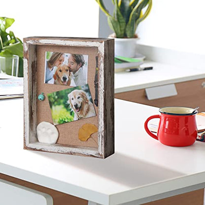 11x14 Shadow Box, Large Shadow Box Frame with Door, Flowers Shadow Box Display Case with Hinge, Solid Wood Memory Box for Memorabilia Photos Awards Medals - Distressed White | Solid Wood Frame,3 Inch Deep, Magnetic Hinged Door,Wall/Tabletop Display,Hold M