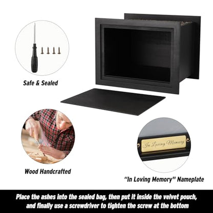Cremation Urns for Human Ashes Adult Male Female, Hummingbird Memorial Urn with Picture Frame, Wooden Urns Box and Casket for Men Women, Large Funeral Urn for Adults Up to 200 IBS