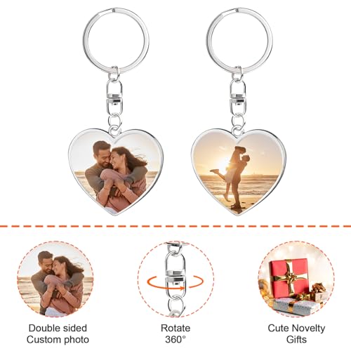 Double Sided Custom Keychain With Picture Alloy Color Printing Personalized Photo Keychain Customizable Text Gifts - color: A-heart