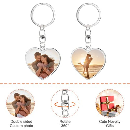 Double Sided Custom Keychain With Picture Alloy Color Printing Personalized Photo Keychain Customizable Text Gifts - color: A-heart