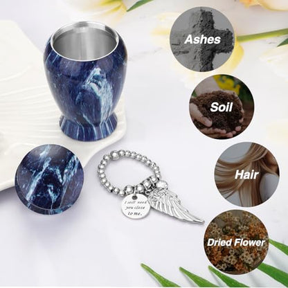 Customize Small Urn for Human Ashes Aluminium Keepsake Memorial | Mini Urn for Ashes, Meaningful Memorial Keepsake Gift, Durable Aluminum Cremation Urn with Elegant Design - style: Sapphire Blue-Customize