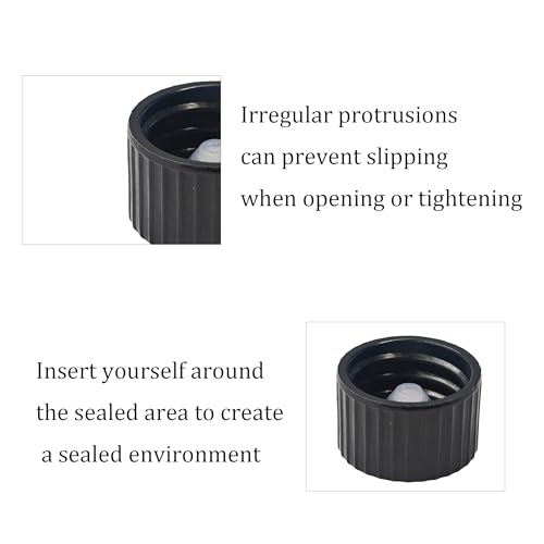25Pcs 20mm Black Phenolic Screw Caps, Leak-Resistant Bottle Lids for Boston Round Bottles, Chemicals, Cosmetics, and Storage - size: 20mm