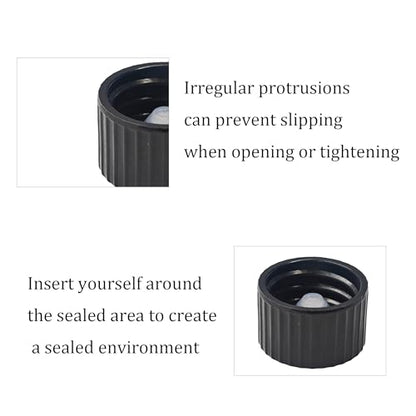 25Pcs 20mm Black Phenolic Screw Caps, Leak-Resistant Bottle Lids for Boston Round Bottles, Chemicals, Cosmetics, and Storage - size: 20mm