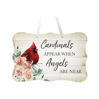 LifeSong Milestones Memorial Wall Hanging Signs Bereavement Keepsake Condolence Funeral Gift For Loss of Loved One 8x12 (Cardinals Appear When Angels (White)) - color: Cardinals Appear When Angels (White)
