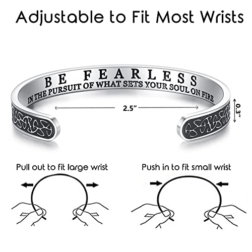 TONY & SANDY Inspirational Bracelets for Women Teen Girls Personalized Gifts for Daughter Granddaughter Mom Sister Friends Stainless Steel Engraved Cuff Birthday Easter Christmas - style: A - Be fearless - Celtic Knot