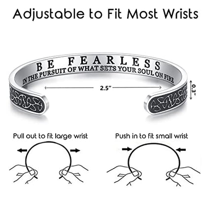 TONY & SANDY Inspirational Bracelets for Women Teen Girls Personalized Gifts for Daughter Granddaughter Mom Sister Friends Stainless Steel Engraved Cuff Birthday Easter Christmas - style: A - Be fearless - Celtic Knot
