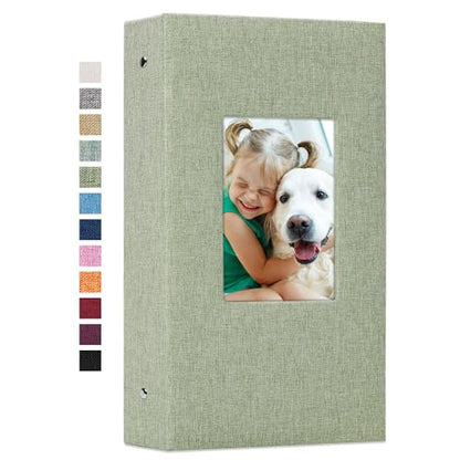 Vienrose 4x6 Photo Album,300 Pockets,Linen Cover with Window,Grass Green | Linen Hardcover, Slip In Photo Book, Family Memory Album, Travel Keepsake - color: Grassgreen, size: 300 Pocket