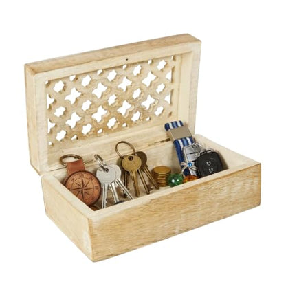Mela Artisans Trellis Mango Wood Storage Box - Whitewash, 7.5x4.5 in - color: Whitewash, size: Medium