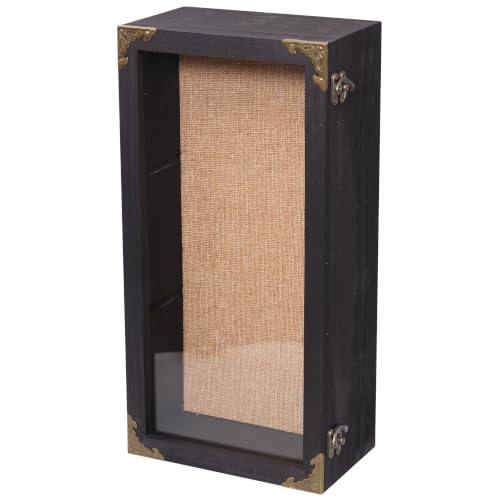 Shadow Box Frame 8x16 with Real Glass Door, Extra Deep 4 Inch Memory Display Case, Solid Wood Shadow Box Display for Medals, Collectibles, Photos, Flowers, Wall or Tabletop () - size: Tall Deep 8x16 Black