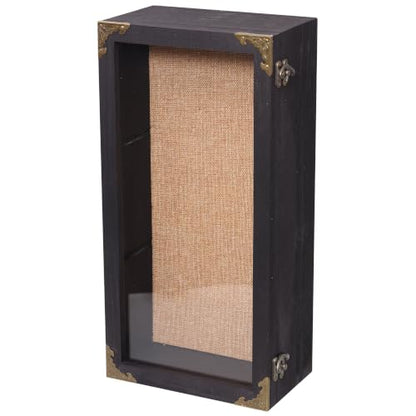 Shadow Box Frame 8x16 with Real Glass Door, Extra Deep 4 Inch Memory Display Case, Solid Wood Shadow Box Display for Medals, Collectibles, Photos, Flowers, Wall or Tabletop () - size: Tall Deep 8x16 Black