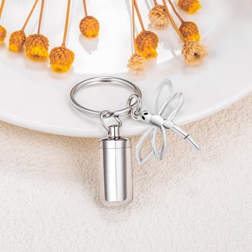 Gredstar Cremation Urn Keychain for Ashes, Cylinder Memorial Keepsake - color: Dragonfly