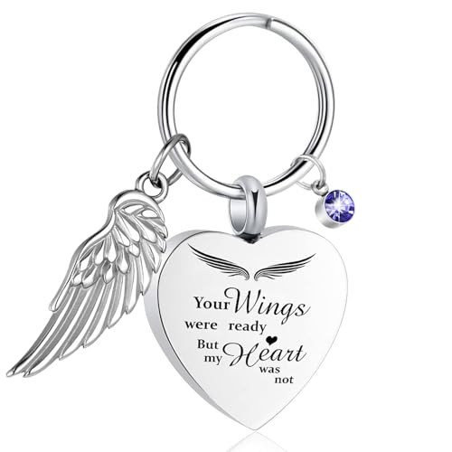 Heart Cremation Jewelry Urn Keychain for Ashes for Women Men, Keepsake Memorial Heart Urns Pendant for Human Ashes,Silver