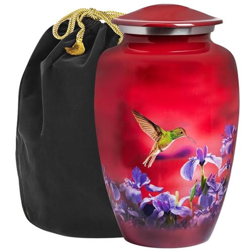 Trupoint Memorials Cremation Urns for Human Ashes Adult Female, Decorative Burial Urn for Men & Women – Large, Red Hummingbird - color: Red