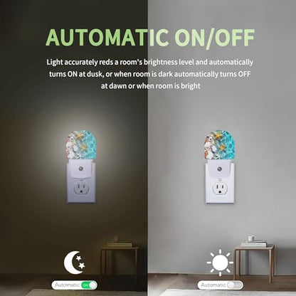 Seashell Starfish Night Light, Beach Night Light Plug into Wall with Dusk to Dawn Sensor, LED Lamp Energy Saving Lights for Men Women Boys Girls,Lamp for Bedroom Bathroom Hallway - color: Seashell Starfish on Beach