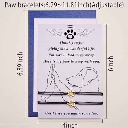 Pet Memorial Gifts for Loss of Dog, Gold Paw Print Bracelets (2 Pack) for Beloved Cat, Loss of Dog Sympathy Gift, Thoughtful Dogs Remembrance, Bereavement Gifts