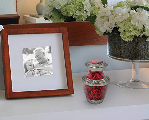 Crimson Rose Keepsake Urns for Human Ashes with Velvet Gift Box for Cremation Keepsakes for Ashes - Small Cremation Urn and Small Keepsake Urn Set of 4 - color: Crimson Rose